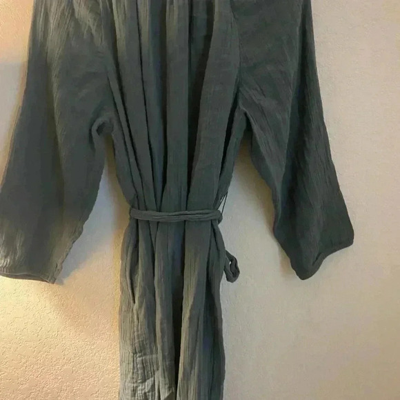 Loft Gauze Sage Green Tie Waist Shirt Dress Size S - Picture 8 of 11